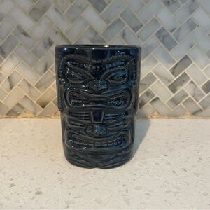 Vintage Blue Tiki Coffee Mug Double 3D Face Head Hawaiian Art Deco Raised